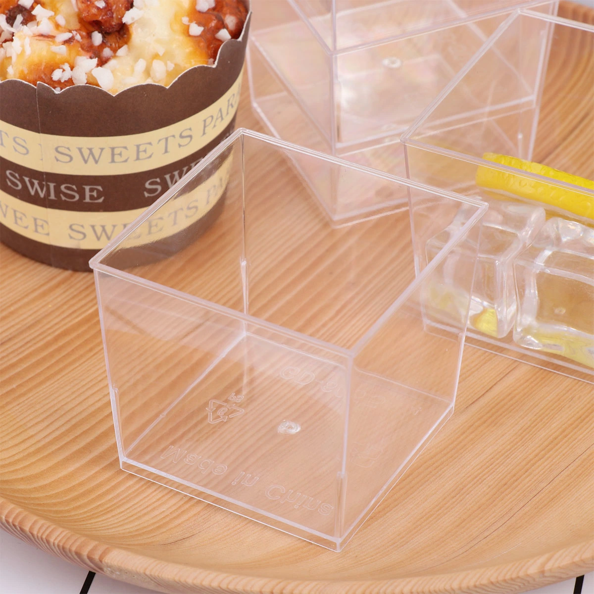 10PCS 150ML Mousse Cup Hard Plastic Dessert Parfait Appetizer Square Bowl Disposable PS Jelly Container for Party Wedding Banquet