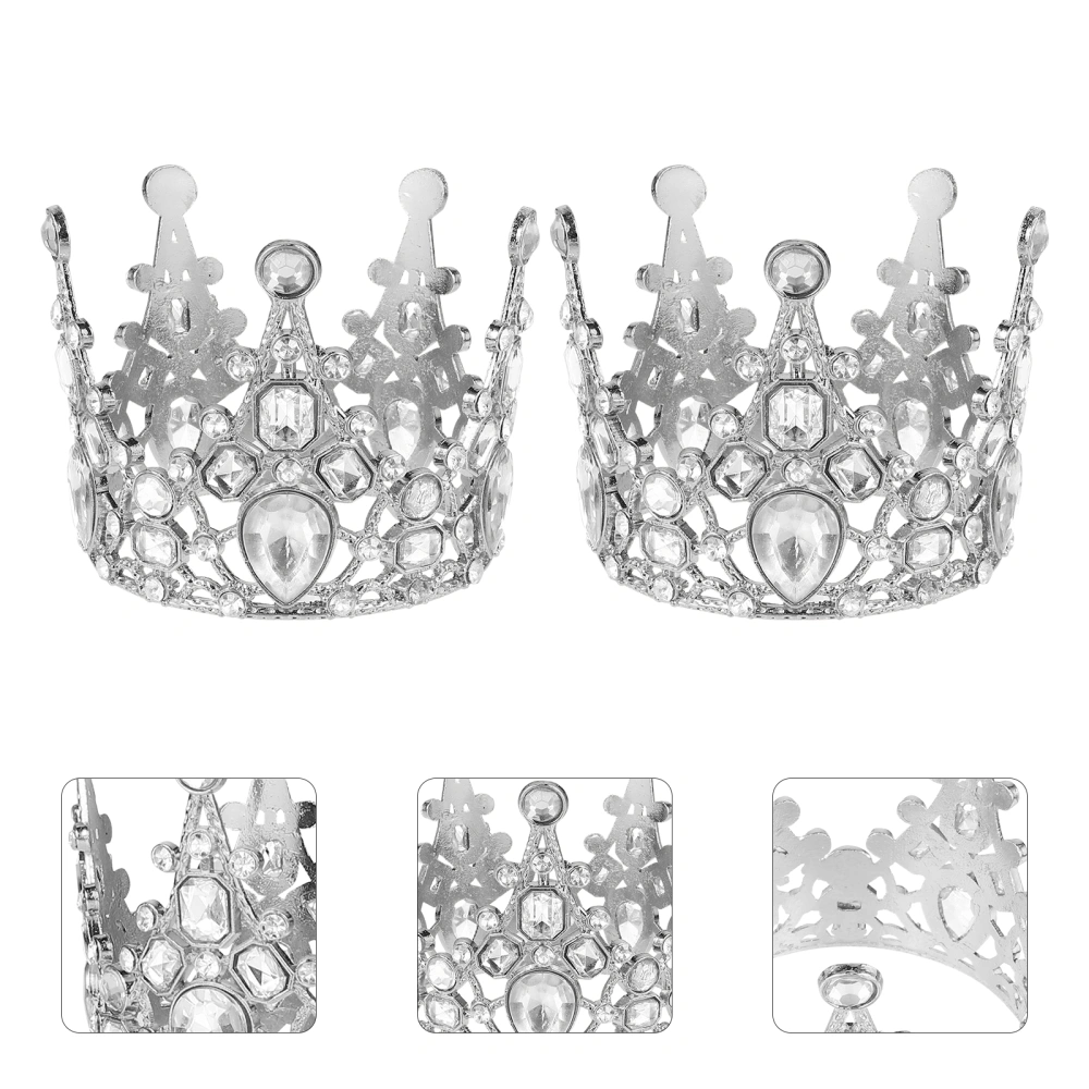 2Pcs Metal Crown Cupcake Topper Wedding Birthday Baby Shower Cake Decoration