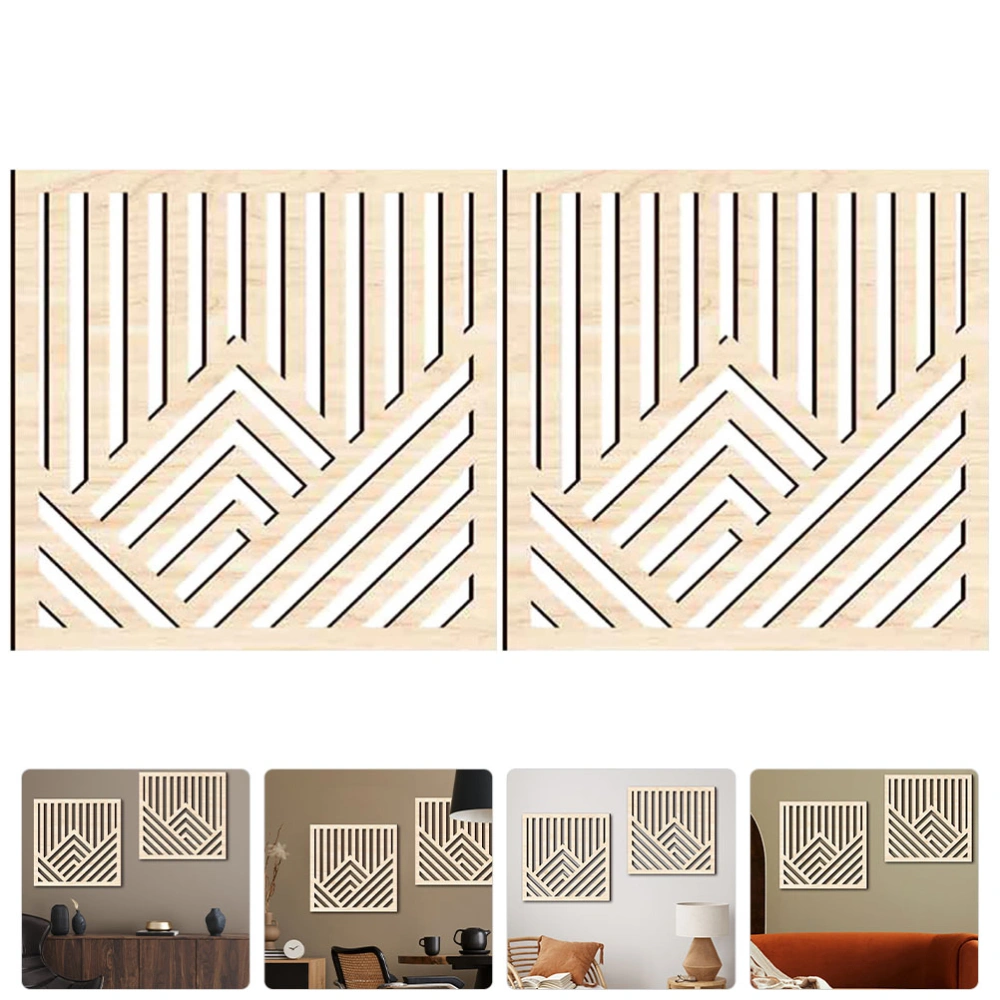 2pcs Wooden Wall Art Home Wall Art Ornament Decorative Wall Panel Decor