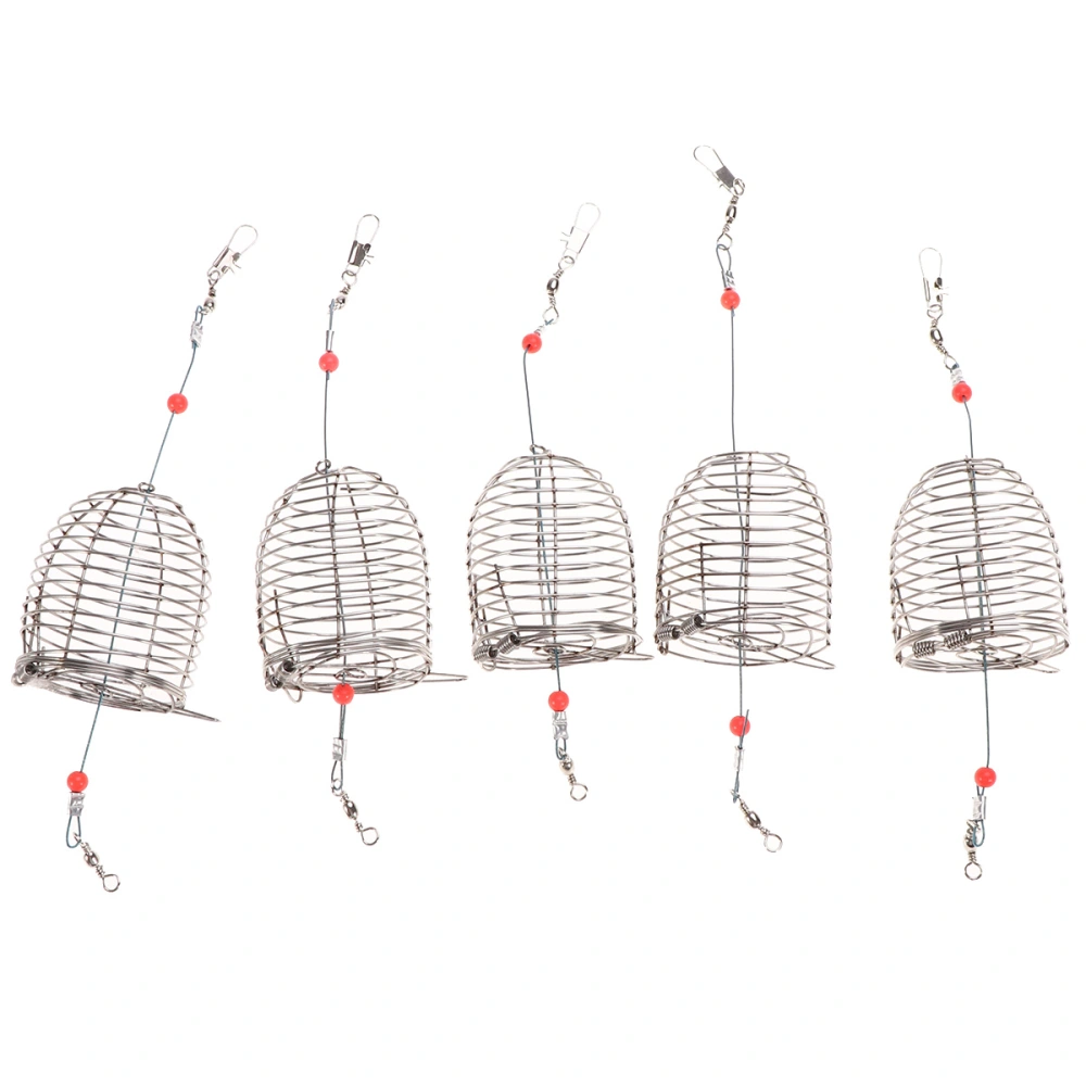 8pcs Stainless Steel Fishing Bait Cage Lure Cage Bait Fishing Trap Basket Feeder Holder Fishing Tackle(Red, Large)