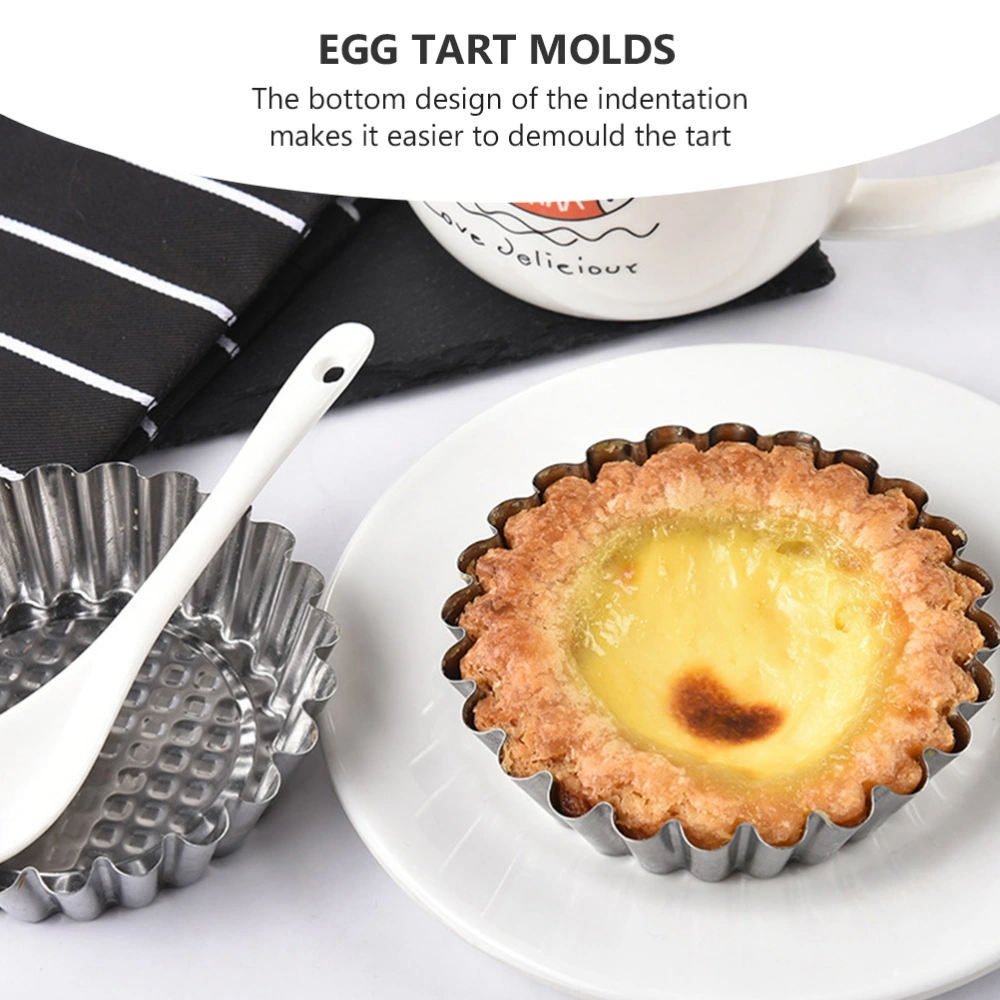 6Pcs Egg Tart Molds Stainless Steel Cake Reusable Baking Molds (Assorted Color)