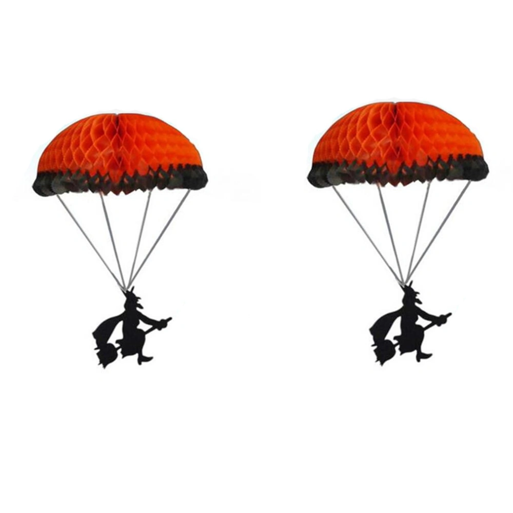 2pcs Halloween Decoration Witch Paper Parachute Foldable Decorative Hanging Pendant Halloween Party Prop Decor DIY Toy