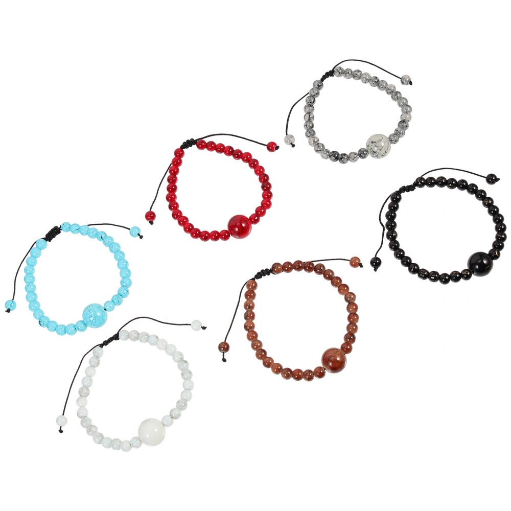 6Pcs Delicate Bracelet Girl Wrist Chain Glass Beaded Bracelet Drawstring Bracelet