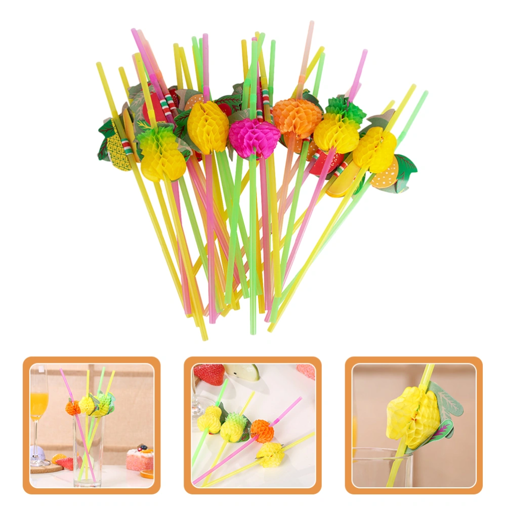 60Pcs Fruit-shaped Beverage Straws Cold Drinks Drinking Straws Summer Party Drinking Straws