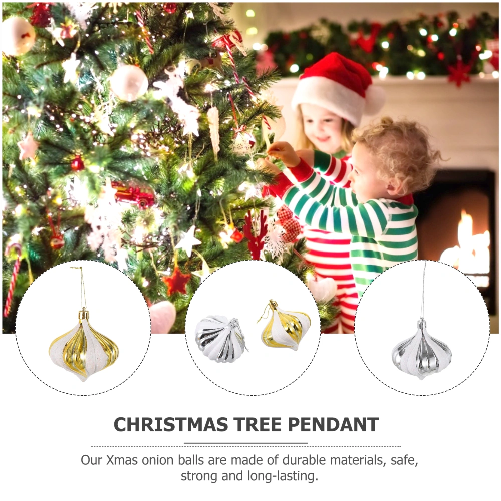 6pcs Christmas Tree Hanging Ornament Party Onion Balls Pendant Ornaments