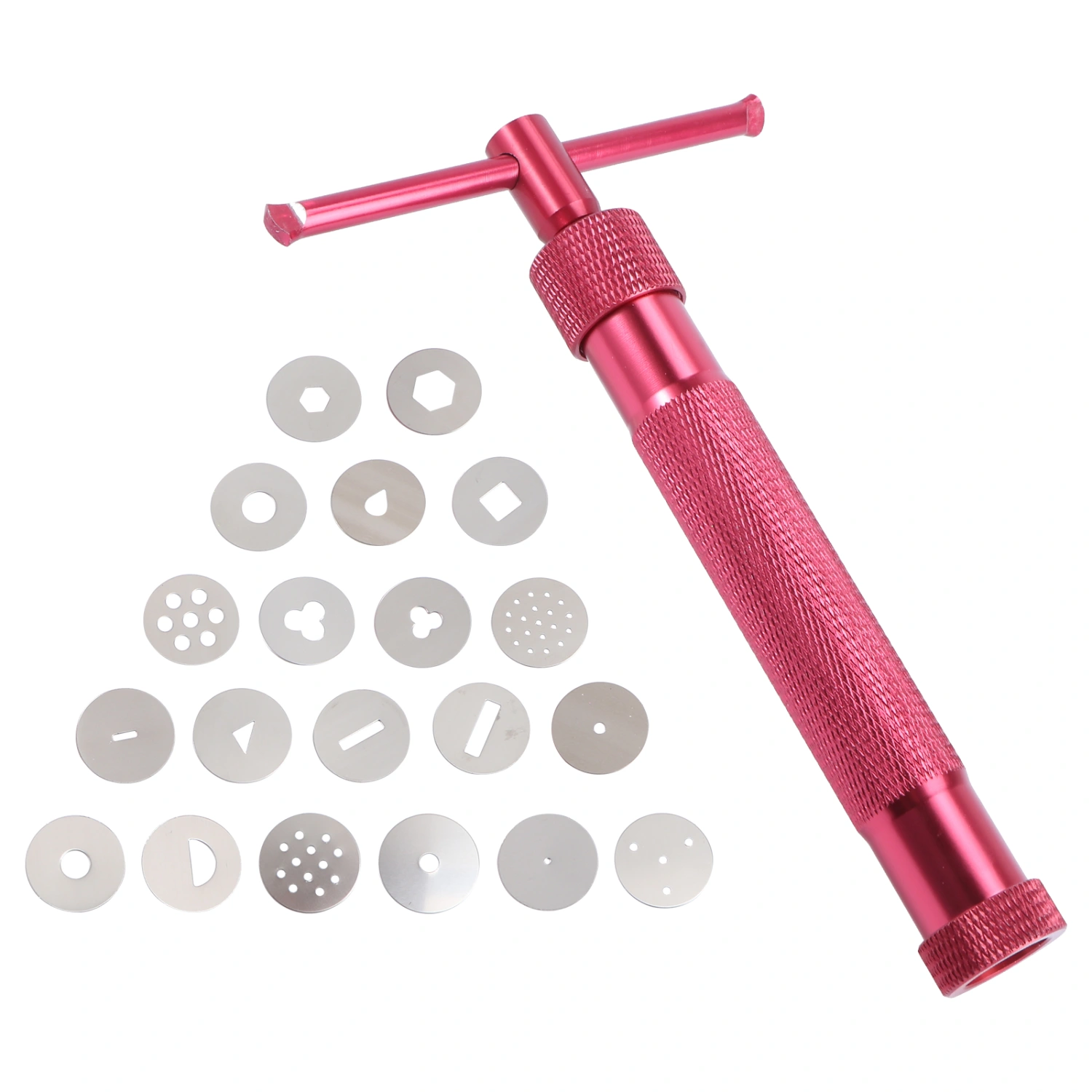 Alloy Rotary Mold Tools Set Kit Squeeze Polymer Clay DIY Geometry Noodles Educational Toy for Kids(Red)