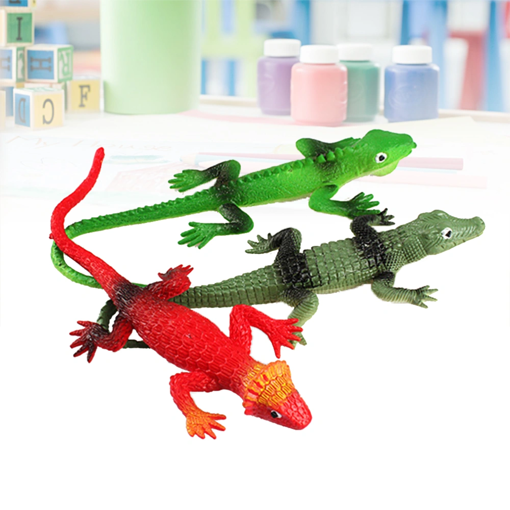 3pcs Simulation Lizard Large Figurine Model Toy Kids Educational Learning Nature Animal Toy Prank Prop Assorted Color