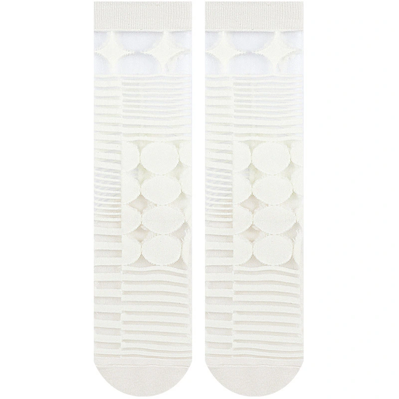 Women's Summer Thin Asymmetric Spun Glass Striped Diamond Socks