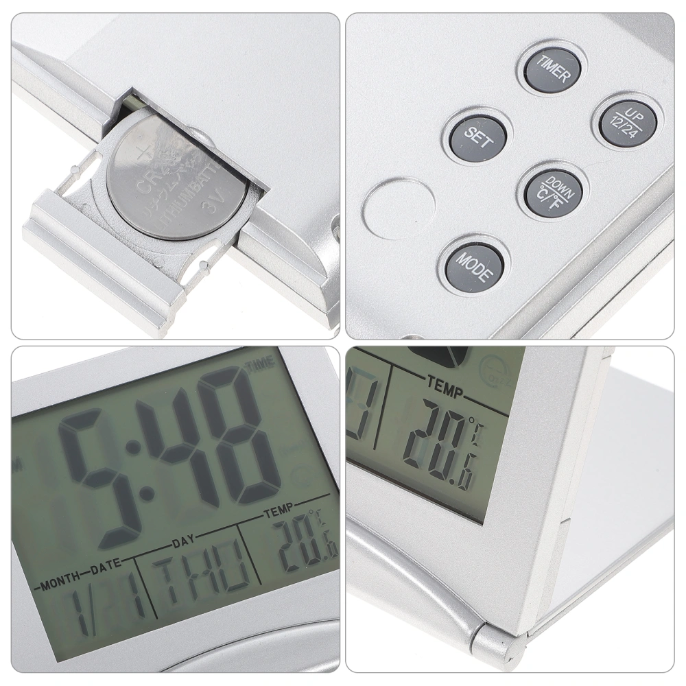 Foldable Backlight Calendar Clock LCD Digital Alarm Clock with Snooze Mode