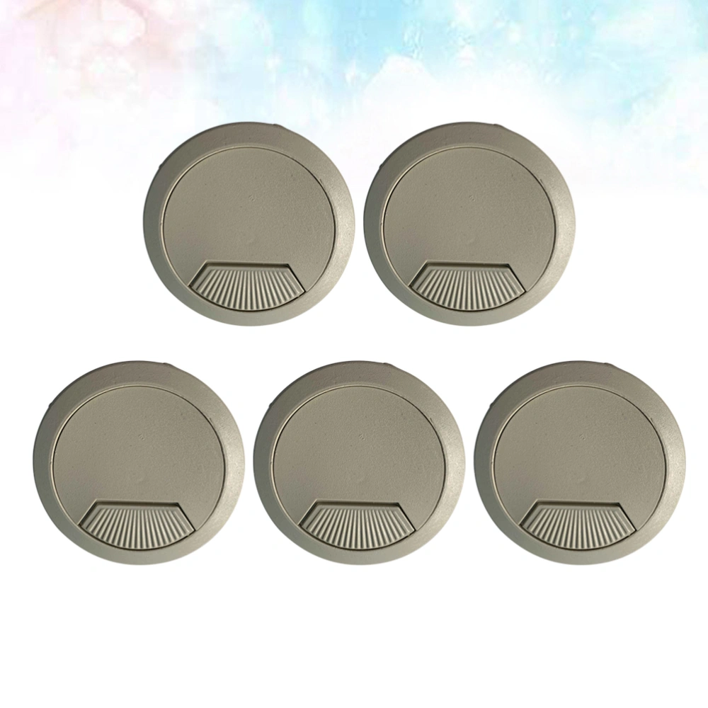 5pcs 60mm Computer Desk Cable Coil Out Hole Covers Brushed Texture Desktop Threading Box Wiring Ducts Covers for Home Office (White)