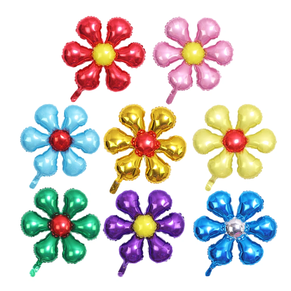 8Pcs Flower Shaped Aluminum Foil Balloons Set Colorful Printing Balloons Christmas Party Supplies Decorations Home Party Ornaments (Mixed)