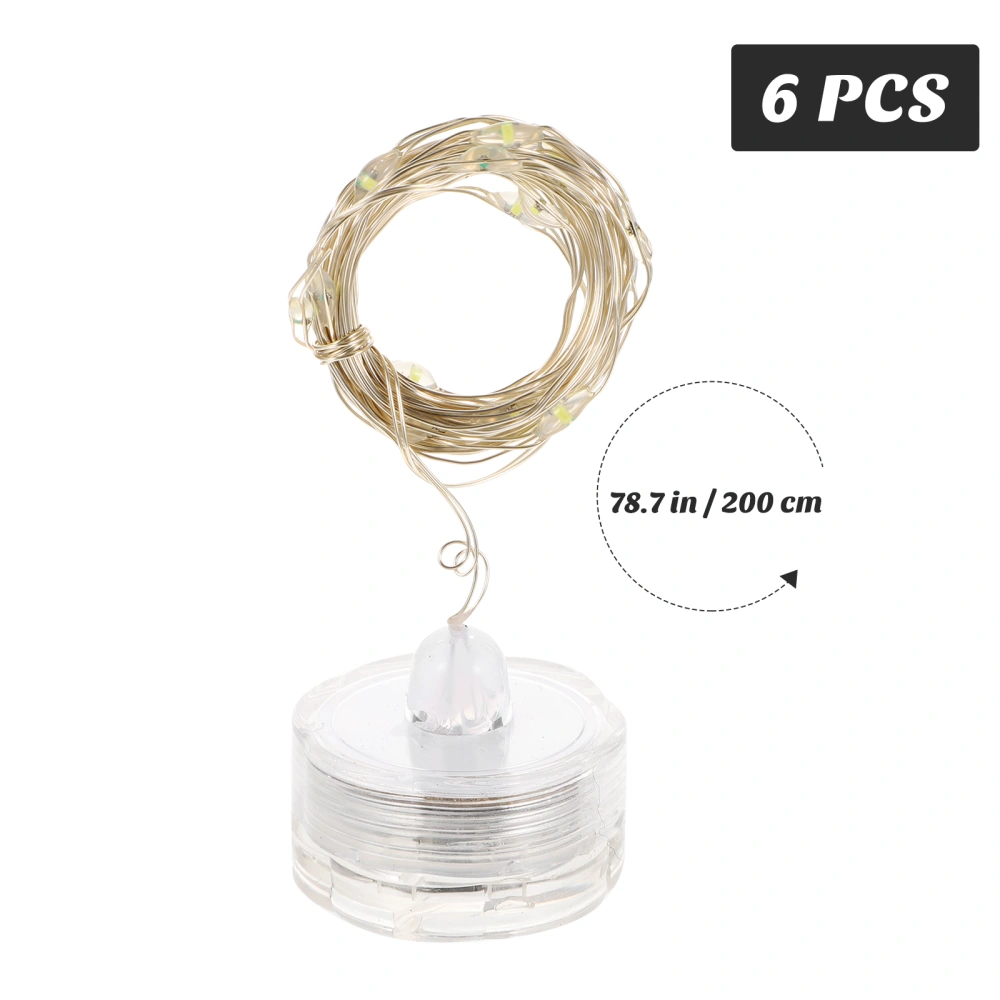 6Pcs Submersible String Lights Copper Wire Diving Lamp LED Button Battery Light