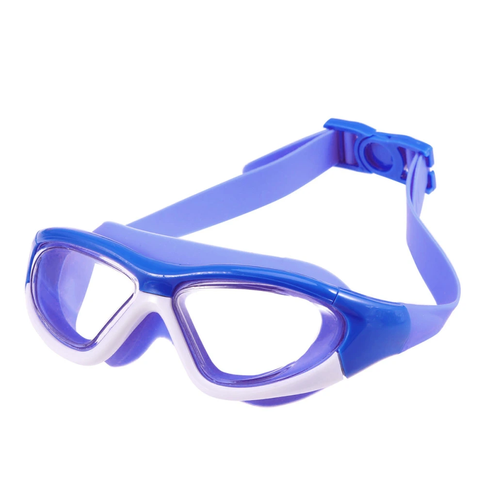 Large Frame Swimming Goggles Waterproof Anti-fog No Leak Clear UV PC Protective Swimming Glasses Anti-scratch Lens for Kids(Blue)