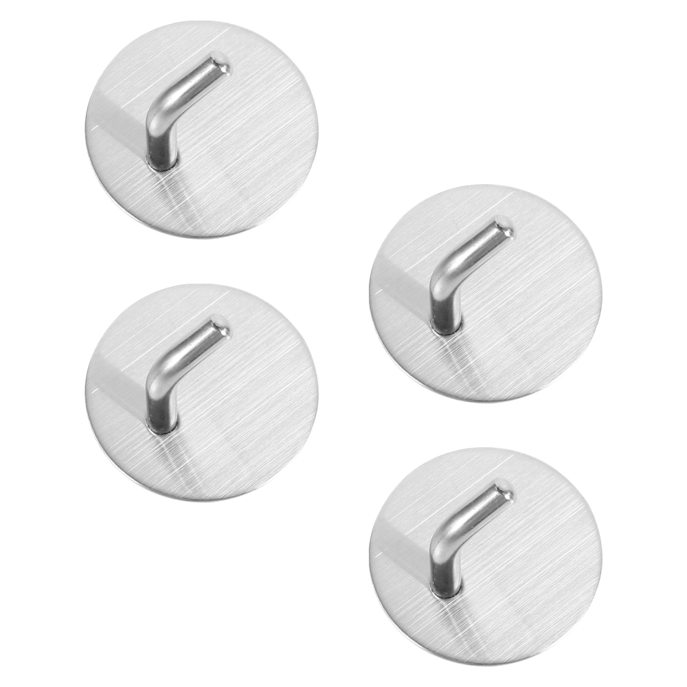 4pcs Self Adhesive Hooks Stainless Steel Sticky Hanger Waterproof Hanging Holder