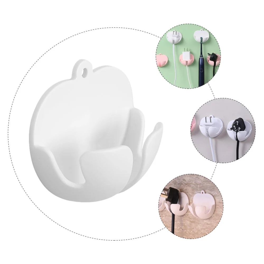 6Pcs Household Power Plug Hooks Apple Shape Design No-punched Toothbrush Hooks