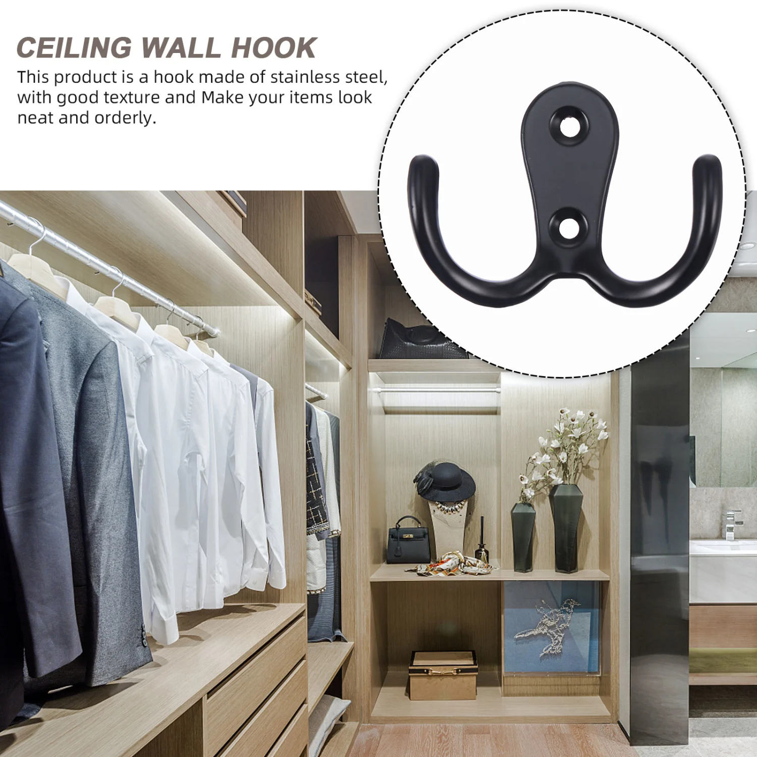 8pcs Zinc Alloy Cabinet Hooks Household Durable Closet Hanger Hooks with Screws