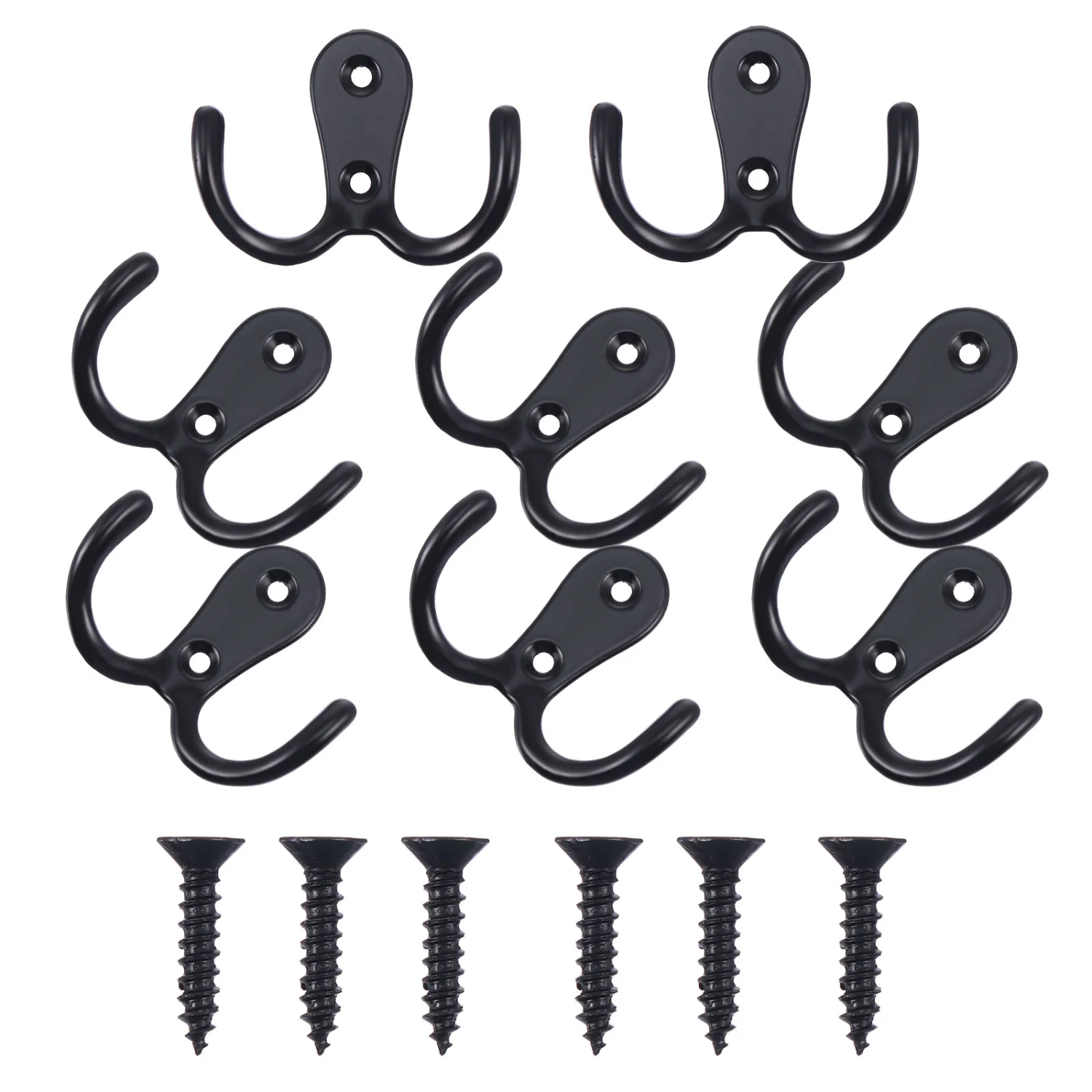8pcs Zinc Alloy Cabinet Hooks Household Durable Closet Hanger Hooks with Screws
