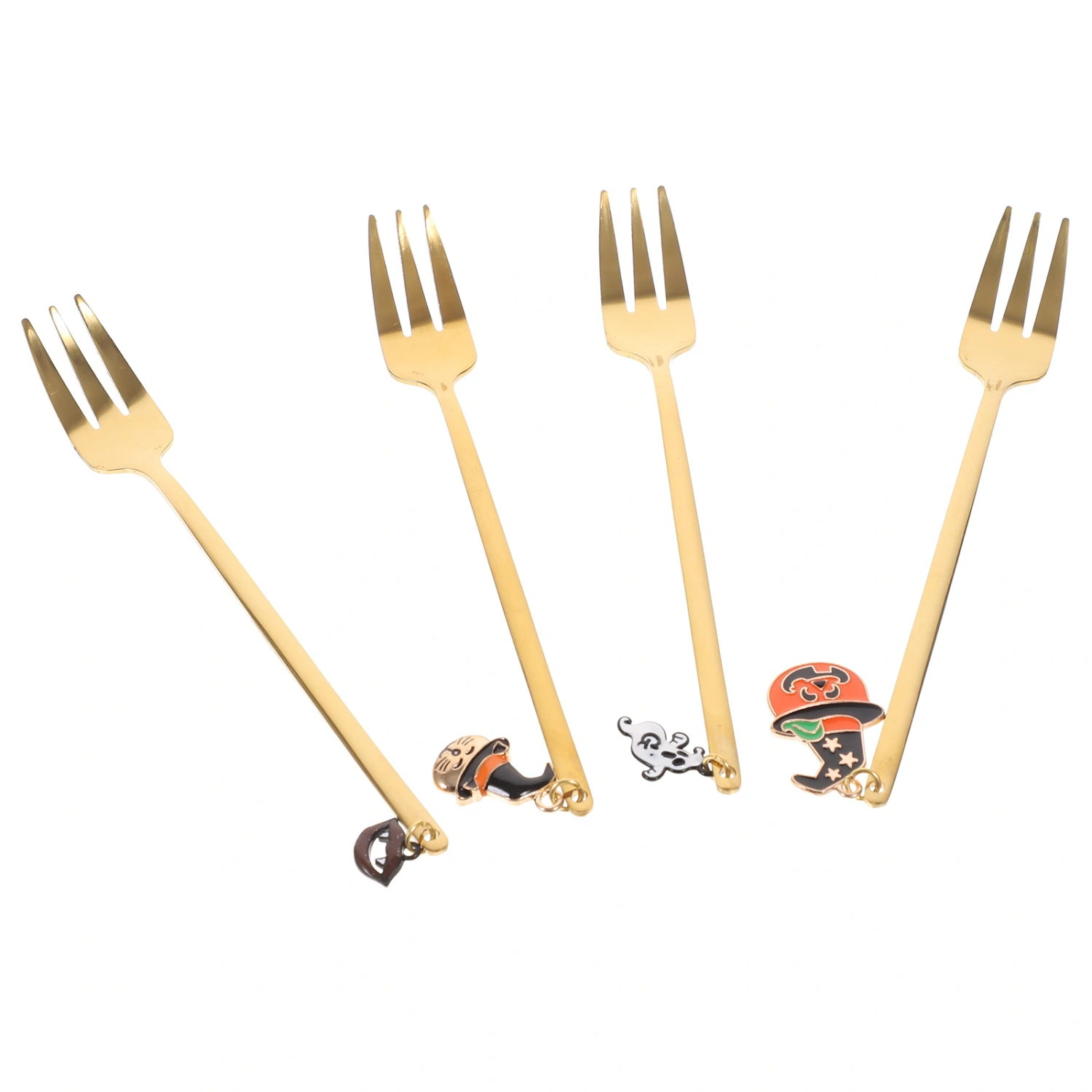 4pcs Halloween Tableware Fruit Forks Dessert Cake Forks Stainless Steel Forks