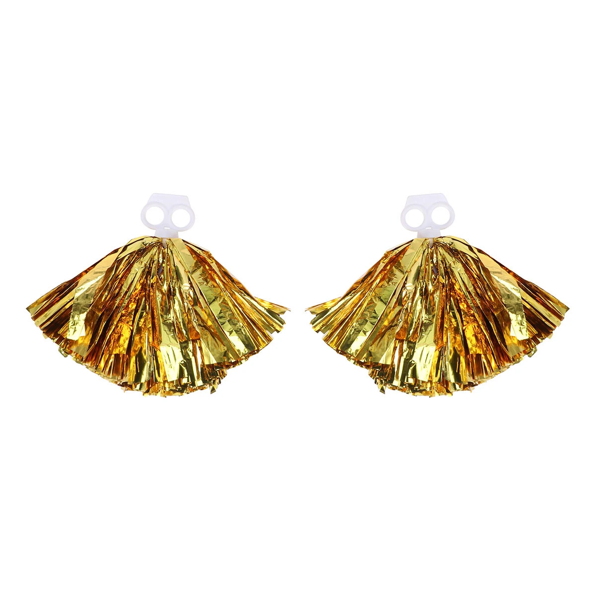 2 Pcs Plastic Ring Pom Poms Cheering Squad Spirited Fun Cheerleading Kit Cheer Poms for Both Kids College and High School Competition Cheering Sports Events - Gold (30cm)