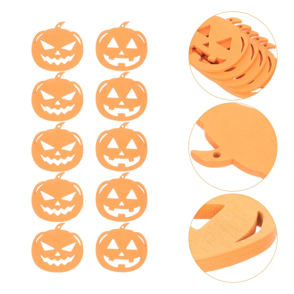 10Pcs Halloween Pumpkin Wooden Slices DIY Pumpkin Cutouts Decorative Pumpkin Hanging Pendants