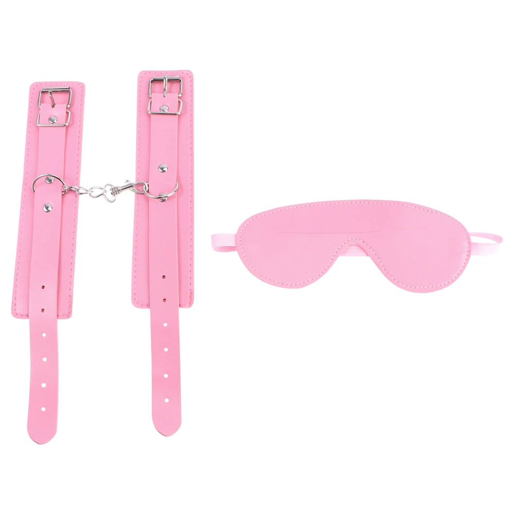 2pcs Sex Handcuffs and Blindfold Set Restraining Bondageromance Roleplay Accessories for Adults Couples Pink