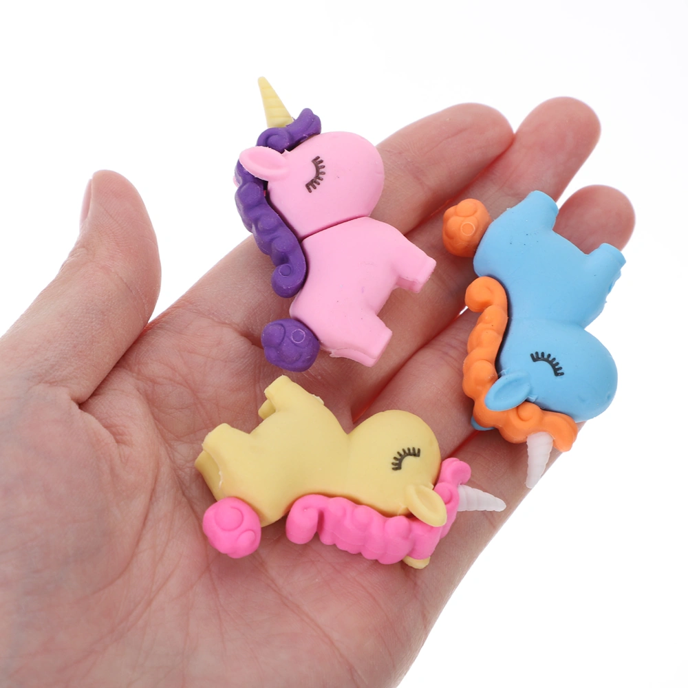 10pcs Cartoon Unicorn Eraser Stationery Gift School Supplies Classroom Rewards for Kids Students