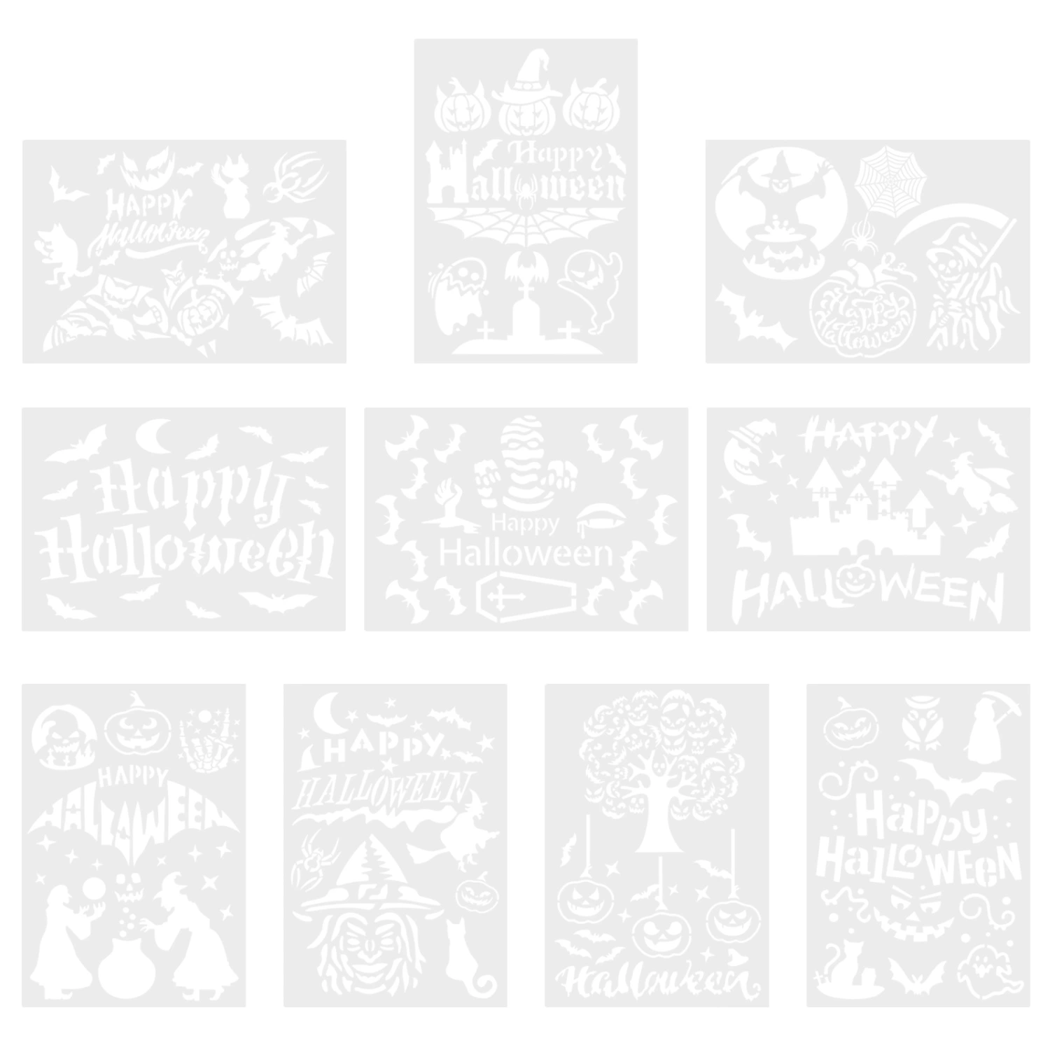 10 Sheets Halloween Stencils Reusable Halloween Templates Drawing Templates