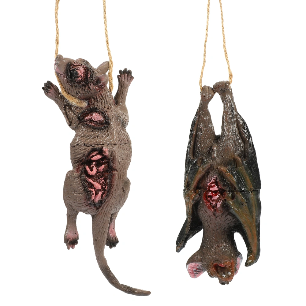 1 Set Halloween Scary Props Fake Rat Model Fake Bat Halloween Creepy Rat Scary Bat Decoration