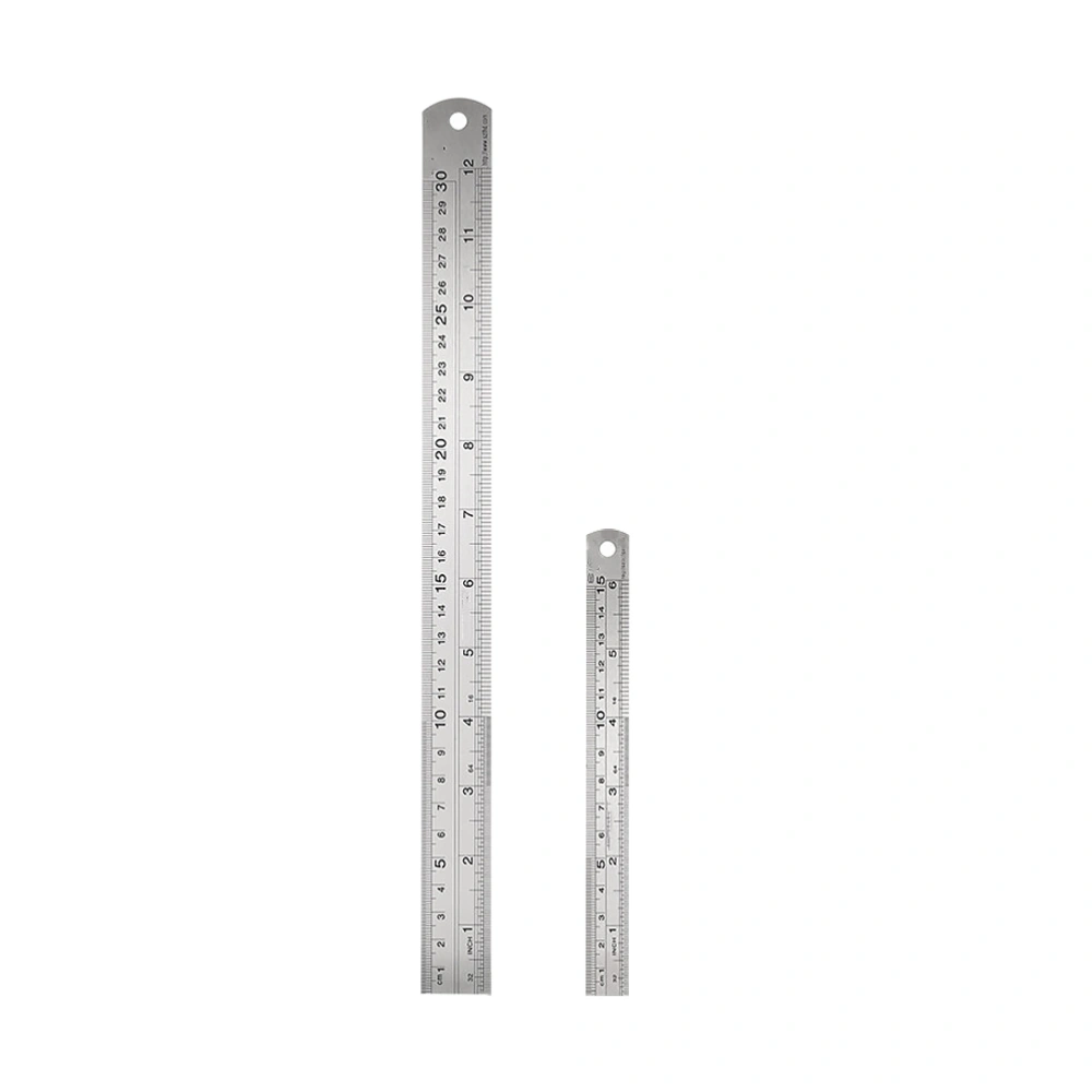 2pcs Straight Rulers Stainless Steel Drawing Rulers Measuring Tools for Office