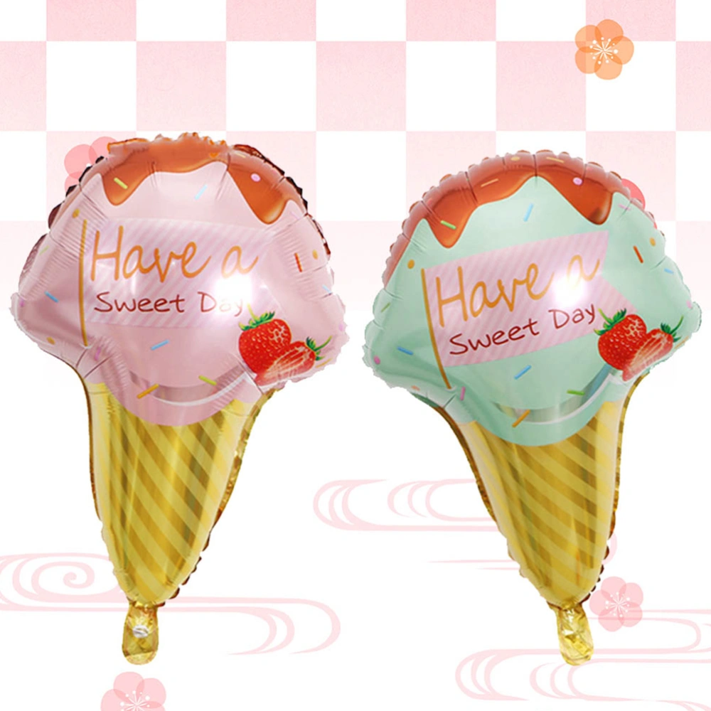 10pcs Ice Cream Aluminum Foil Balloons Decorative Balloons Party Decoration Ornamet for Birthday Wedding (Green and Pink)