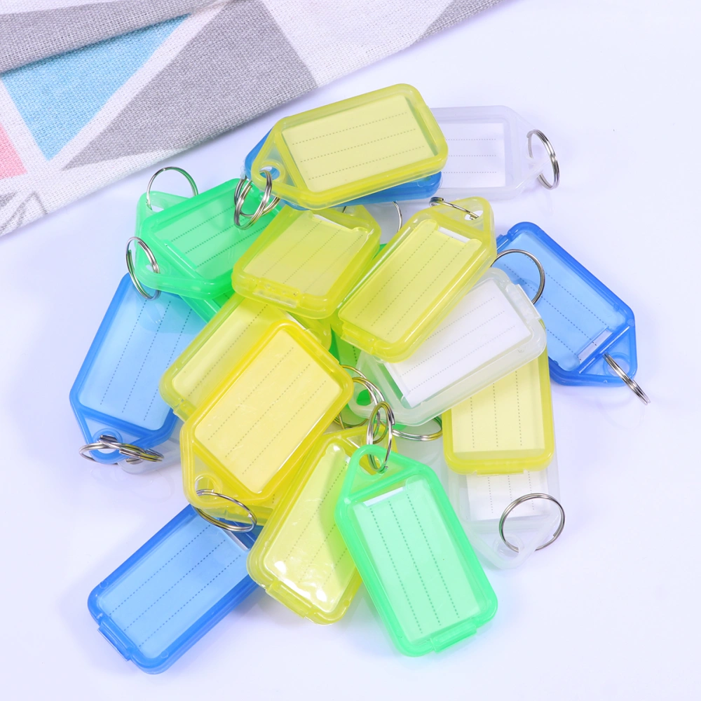 20pcs Metal Ring Colorful Plastic Key Fobs Luggage ID Name Label Tag Keyring Keychain Classification Key Chains (Random Color)