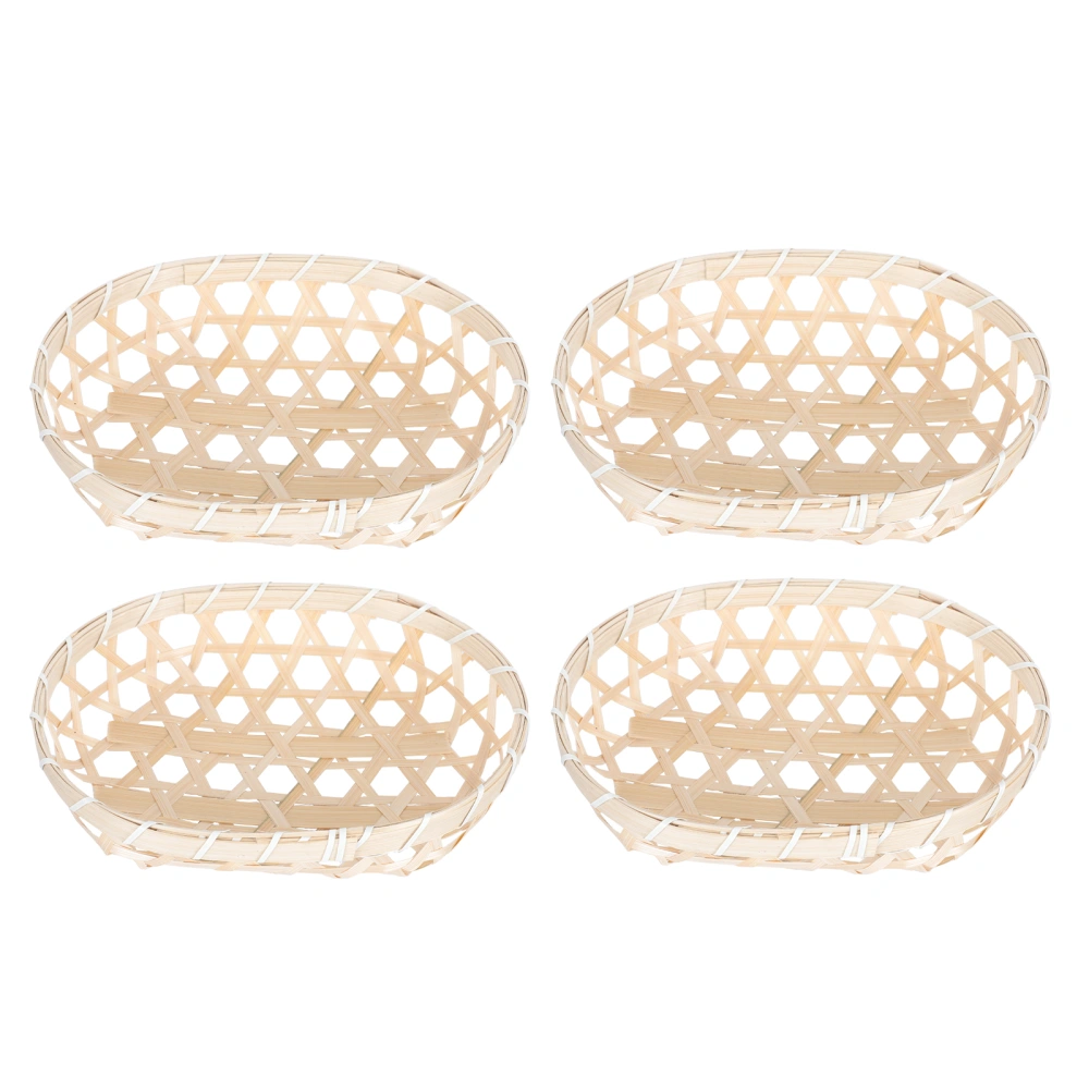 4Pcs Woven Plates Household Snack Trays Portable Storage Holder Kitchenware