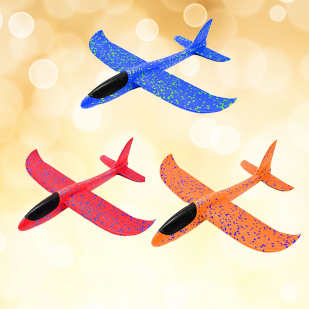 3pcs Children's Aerobatic Plane Roundabout Glider EPP Airplane Throwing Aircraft Outdoor Sports Flying DIY Handmade Toys (36cm Red + 36cm Orange + 36cm Blue)