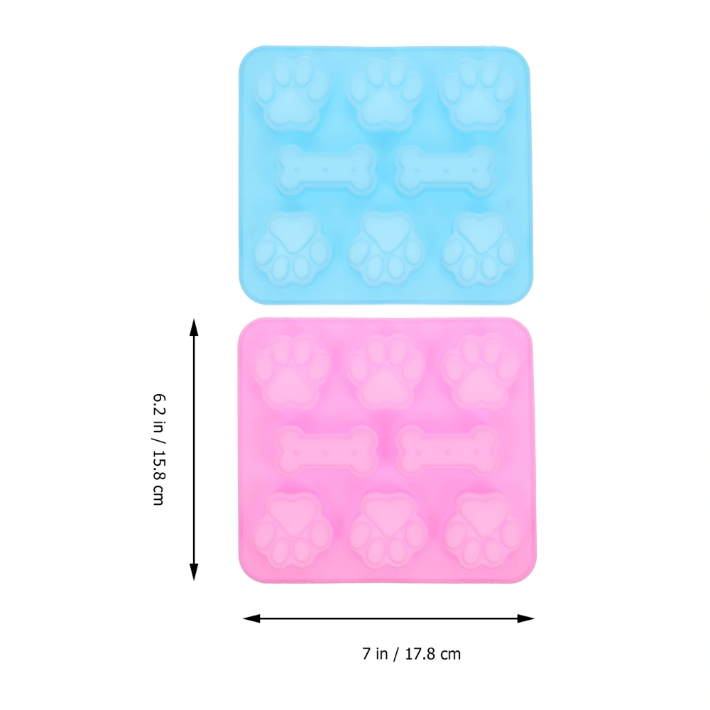 2Pcs Silicone Cat Claw Shape Cake Baking Molds Chocolate Molds (Pink, Blue)