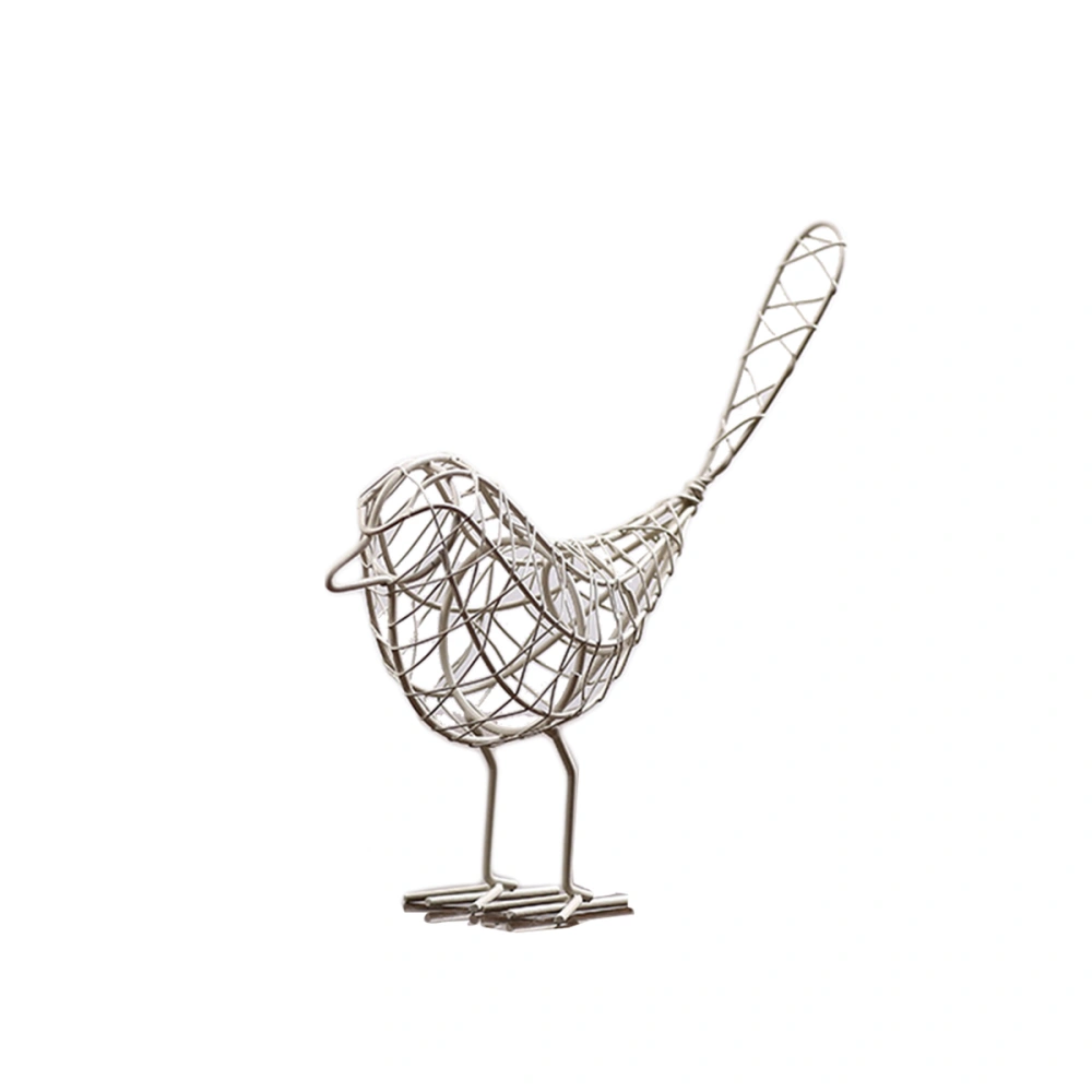 Iron Adorable Bird Animal Woven Craft Home Office Garden Decoration Photograhy Equipment (White)