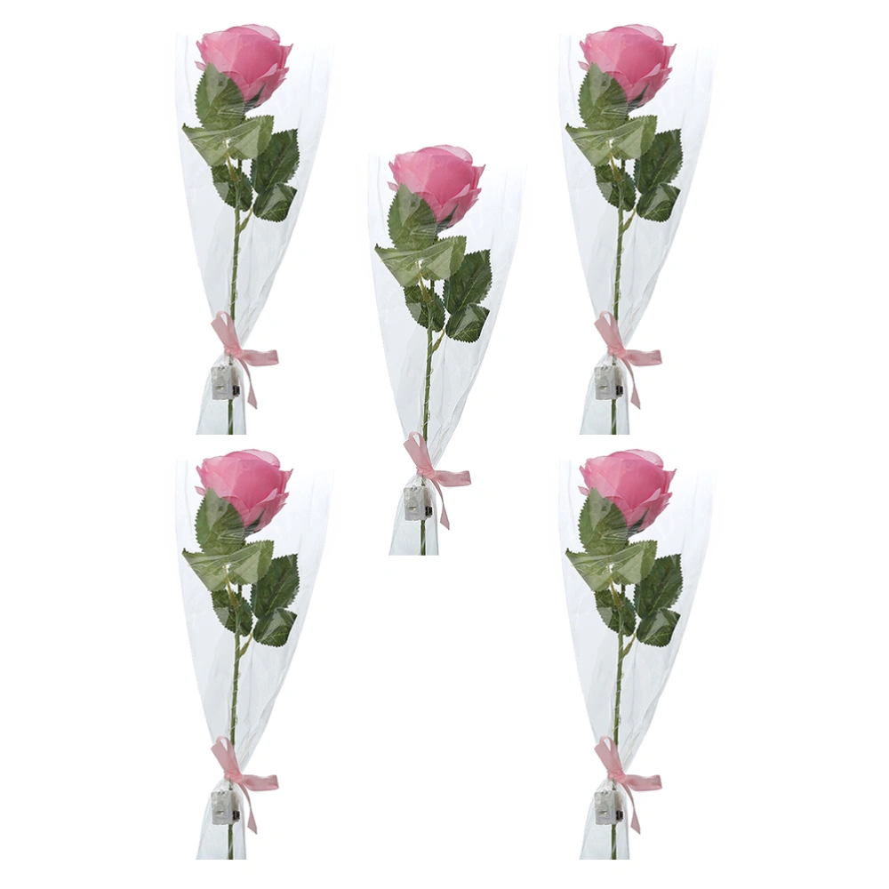 5pcs Valentine's Day Rose Bouquet Artificial Rose Decor Glowing Rose Bouquet