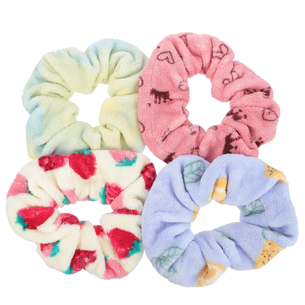 4pcs Large Drying Scrunchies Coral Fleece Towel Hair Scrunchies Ponytail Holder