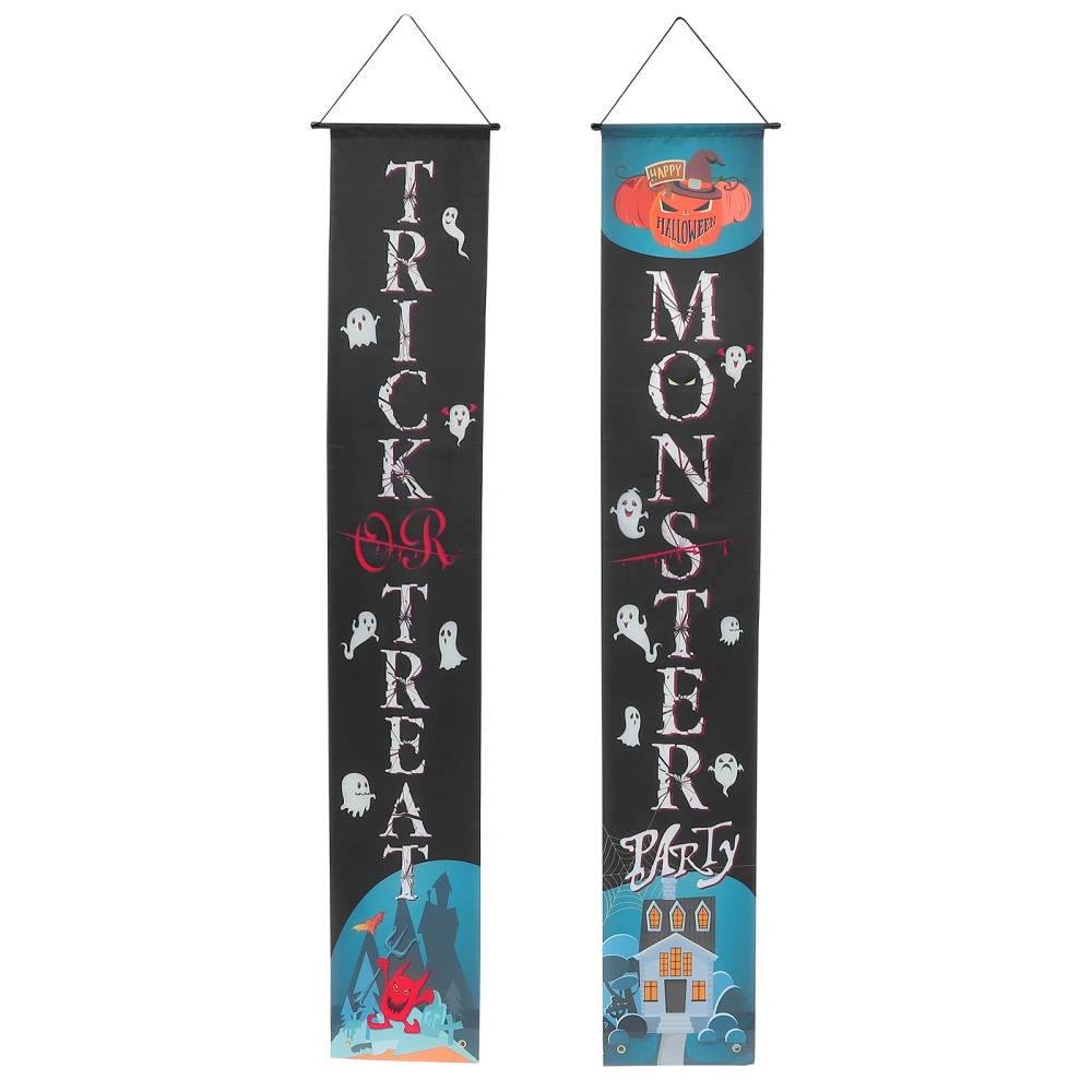 1 Pair Hanging Portiere Halloween Banners Party Door Couplets Pumpkin Curtain