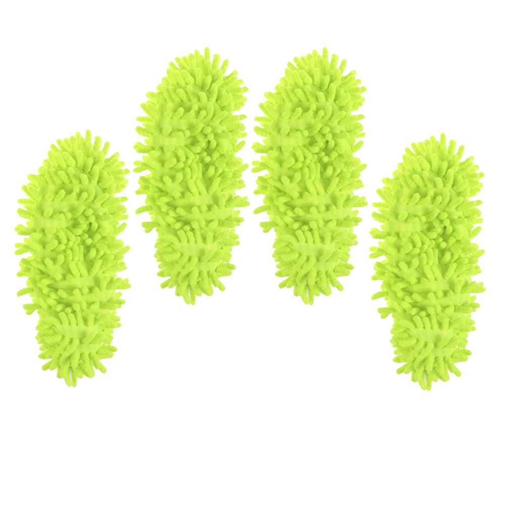 4 Pcs Microfiber Dust Mop Slippers Multi-Function Floor Cleaning Lazy Shoe Covers Dust Hair Cleaner Foot Socks Mop Caps (Green)