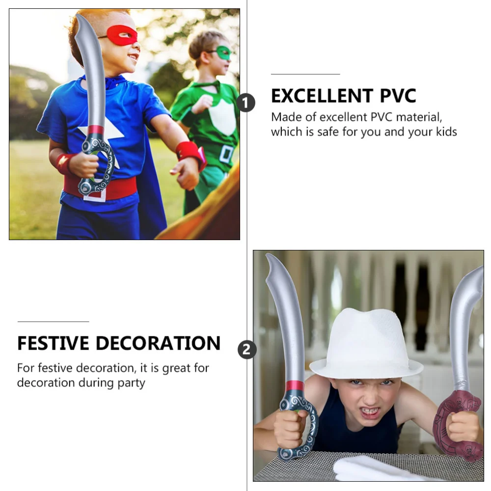 5Pcs Inflatable Sword Toys Festival Simulation Pirate Sword Props Colored PVC Knives