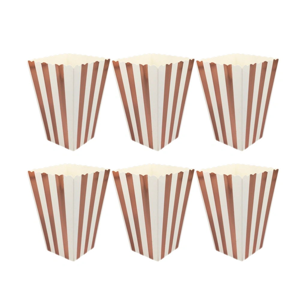 12pcs Vertical Stripe Popcorn Boxes Holder Popcorn Snack Container Party Supplies Rose Gold