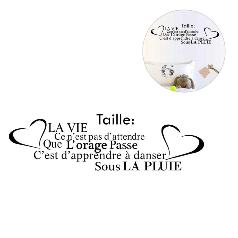 French Citation De La Vie Vinyl Wall Art Decals Wallpaper for Living Room Wall Decor House Decoration Poster