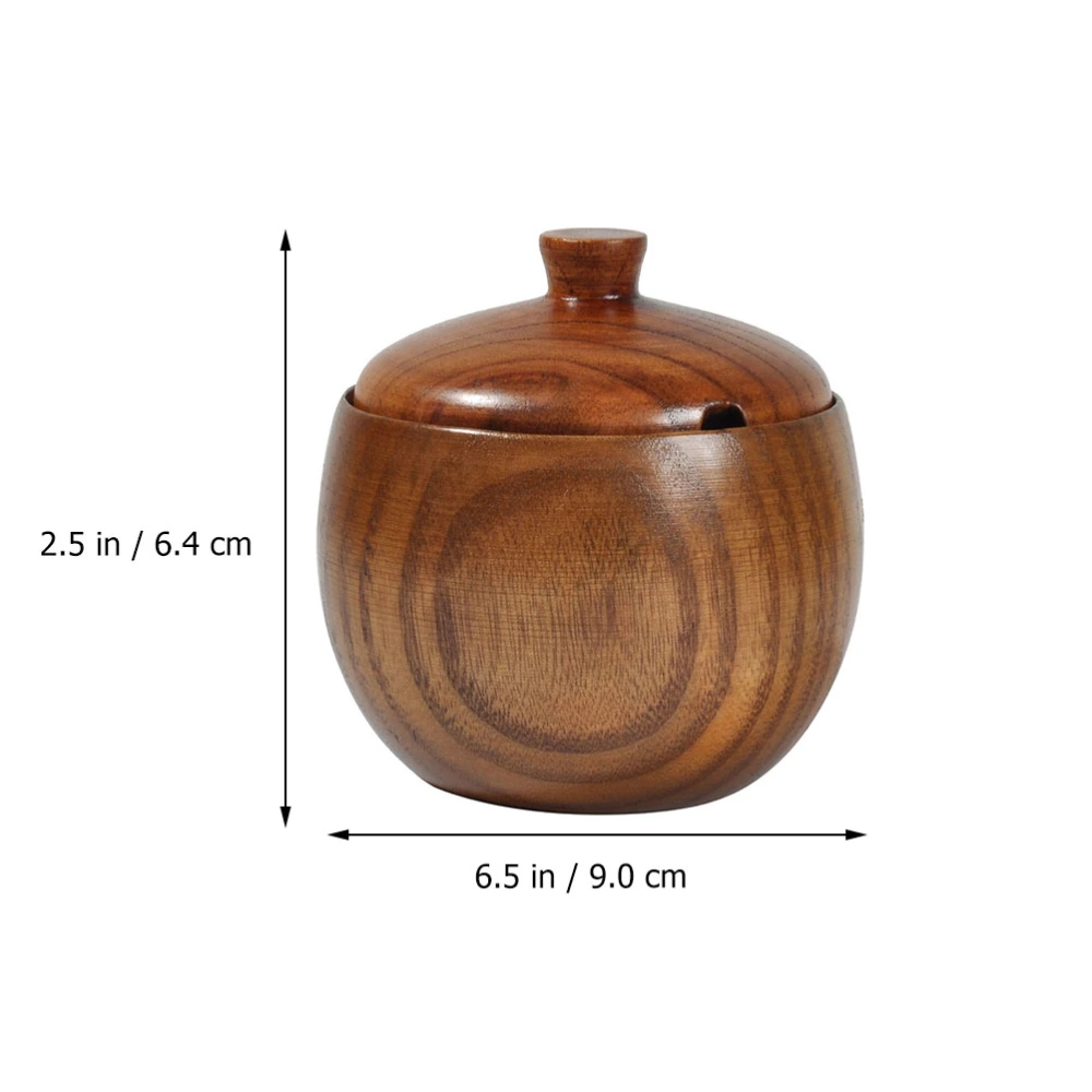 1Pc Condiment Pot Wooden Seasoning Box Household Condiment Server Holder