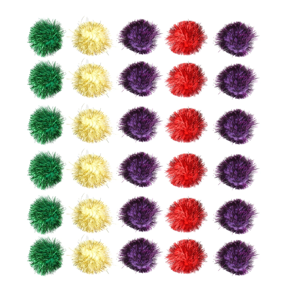 30PCS Pet Toy Balls Glitter Colorful Funny Elasticity Kitten Balls Cat Interaction Toy for Dog Cat Small Animals (Mixed Color)