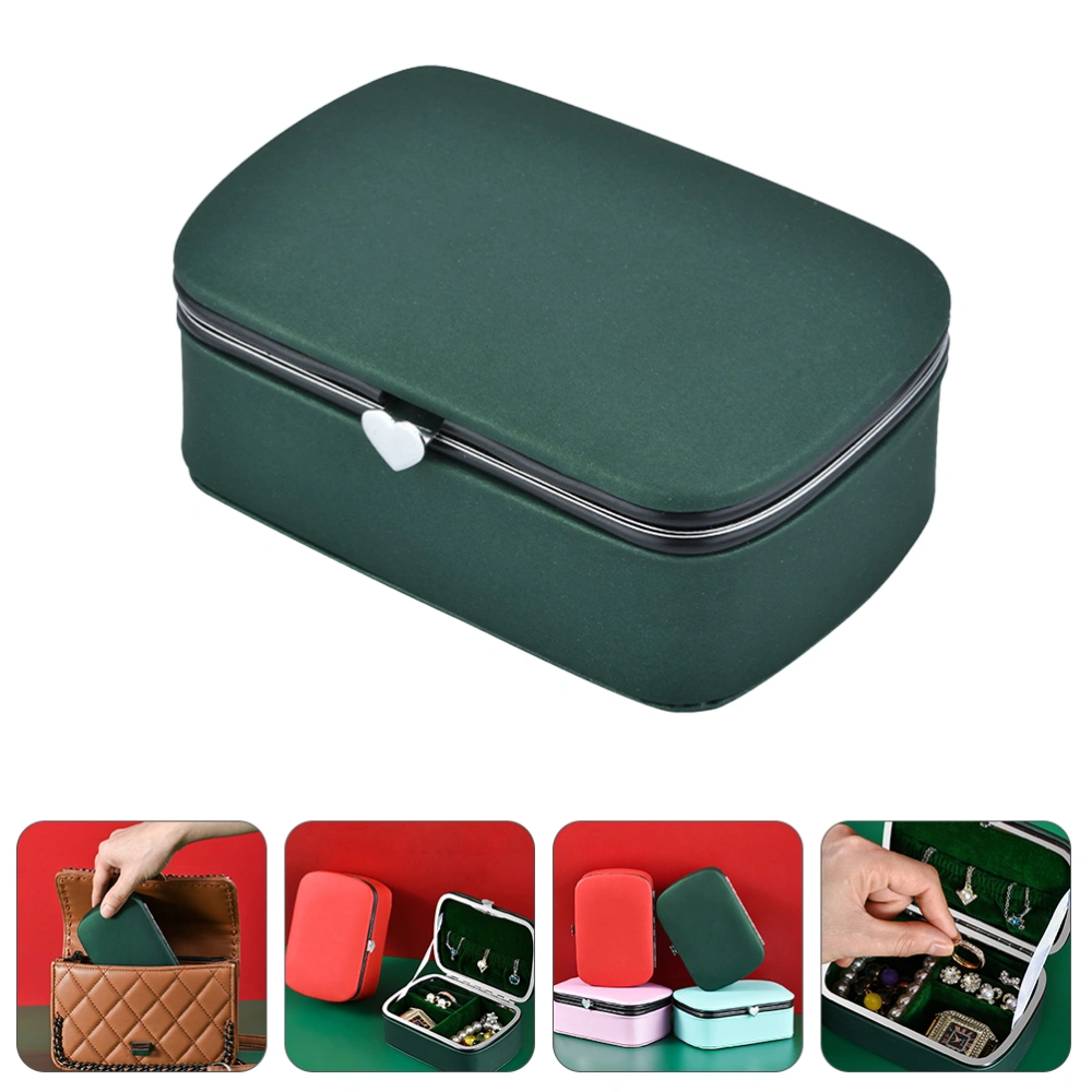 1pc Portable Jewelry Case Ring Necklace Jewelry Container PU Earring Storage Box