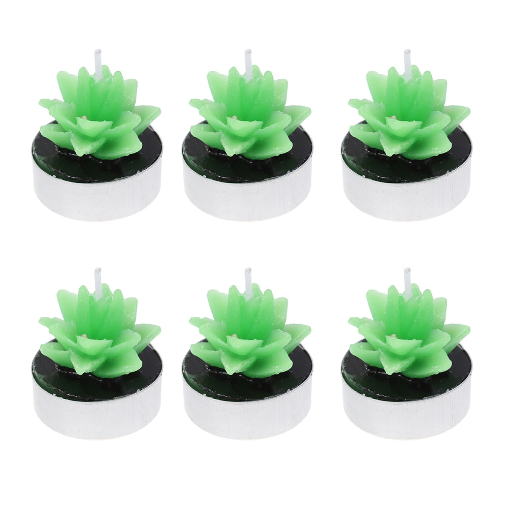 6 Pcs Simulation Plant Candles Aloe Candles Tea Light Candles for Spa Home Party Wedding Decoration Gifts