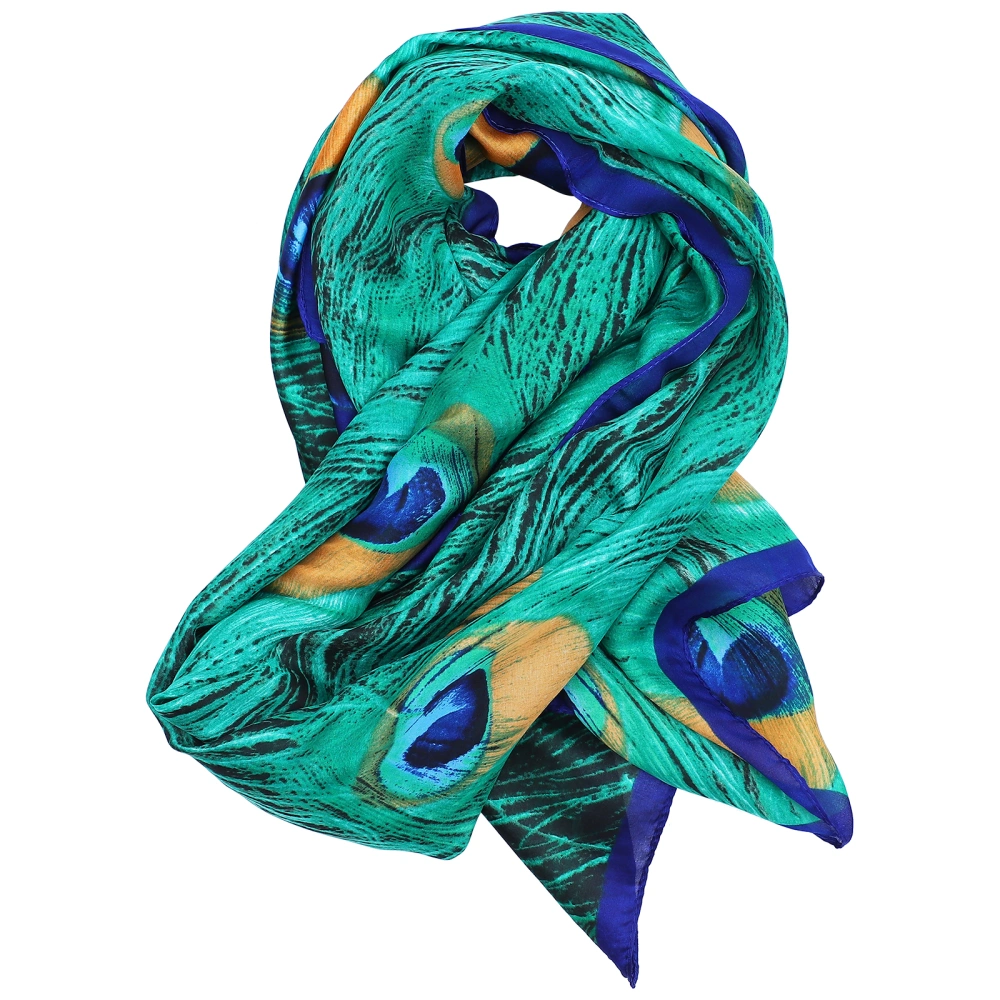 Silk Scarf Women's Spring Summer Imitation Silk Printed Scarf Shoulder Shawl