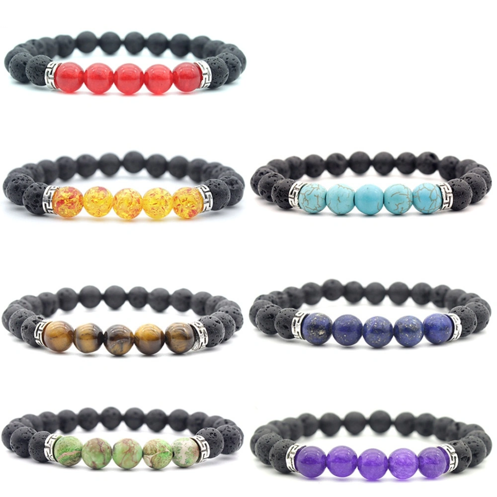 7Pcs 8mm Color Lava Stones Distance Bracelet Volcanic Stone Bracelets for Couples