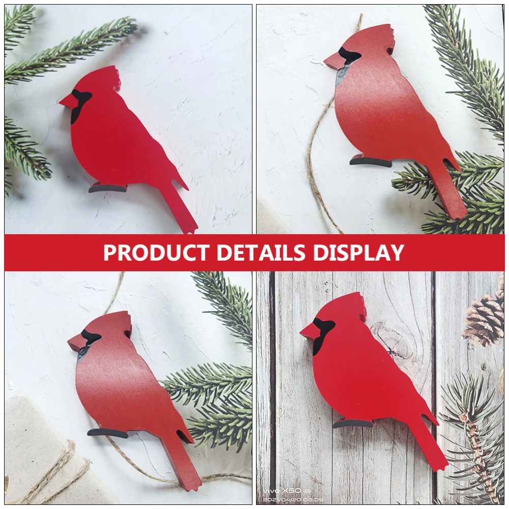 2pcs Indoor Scene Bird Ornaments Wooden Bird Adornments Wood Craft Decors