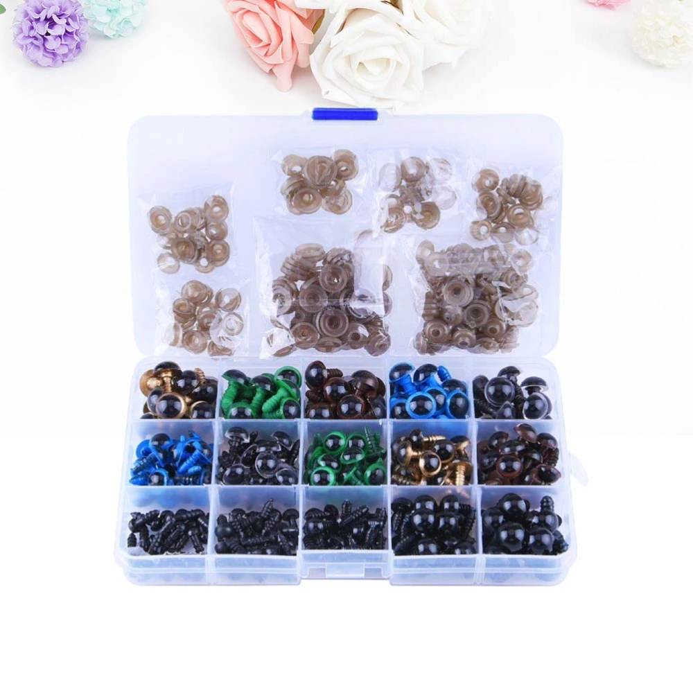 300PCS DIY Handmade Doll Eyes Cartoon Toy Eyes DIY Animals Doll Eyes Accessories Box-packed DIY Manual Toy Eyes for Toy Making